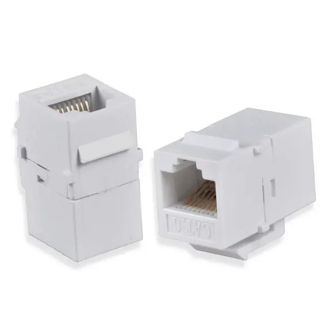 Alt view image 3 of 7 - Ethernet & Coax Wall Plate - Cat6 Coax Keystone Wall Plate with 2 RJ45 Ethernet Ports + 2 TV Coax Cable/F-Type Insert Jacks