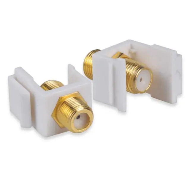 Alt view image 6 of 7 - Ethernet & Coax Wall Plate - Cat6 Coax Keystone Wall Plate with 2 RJ45 Ethernet Ports + 2 TV Coax Cable/F-Type Insert Jacks