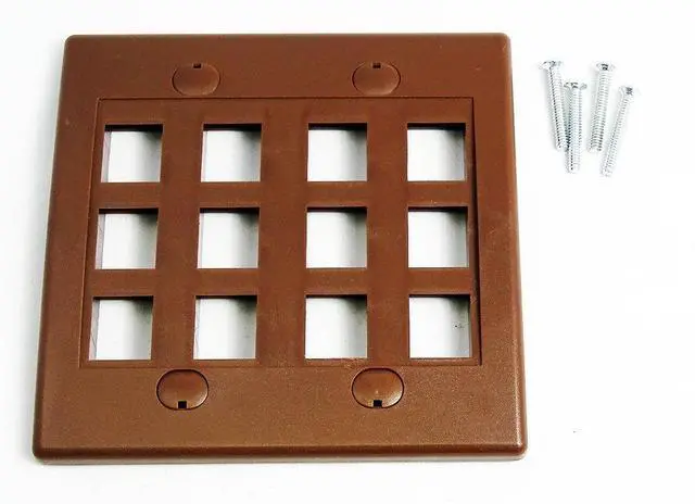 Main image of Keystone Wall Plate Double Gang 12-Port Brown (1 Piece Flush)