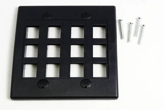 Main image of Keystone Wall Plate Double Gang 12-Port Black (1 Piece Flush)