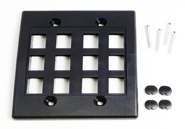 Alt view image 3 of 4 - Keystone Wall Plate Double Gang 12-Port Black (1 Piece Flush)