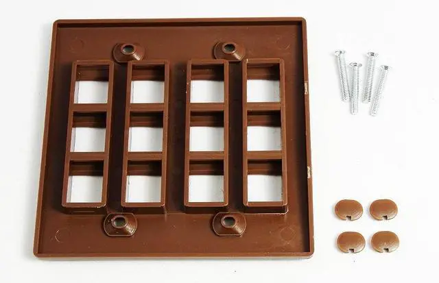 Alt view image 3 of 3 - Keystone Wall Plate Double Gang 12-Port Brown (1 Piece Flush)