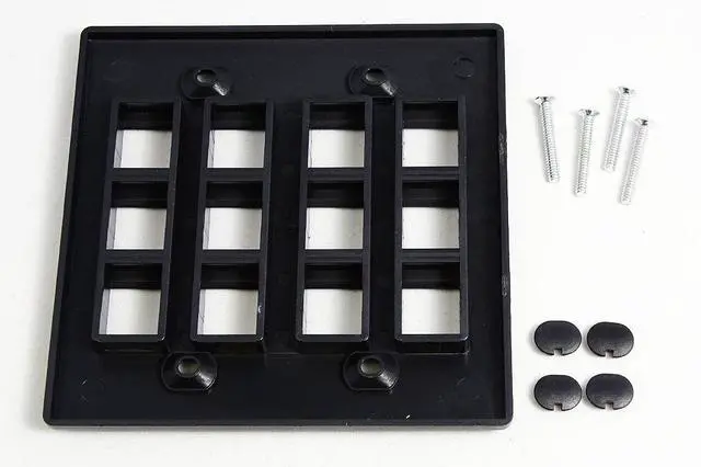 Alt view image 4 of 4 - Keystone Wall Plate Double Gang 12-Port Black (1 Piece Flush)