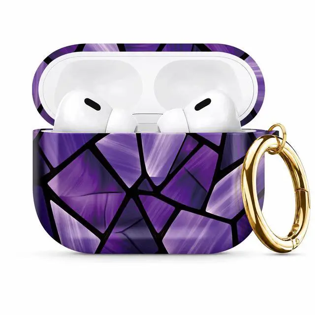 Main image of Compatible with AirPod Pro 3 Case 2025,Shockproof Protective Cover with Keychain,Multi-Theme Graphic Design Shell for Men Women,Ideal for Gym&Travel(Purple Stained Glass)