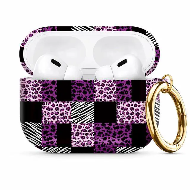 Main image of Compatible with AirPod Pro 3 Case 2025,Shockproof Protective Cover with Keychain,Multi-Theme Graphic Design Shell for Men Women,Ideal for Gym&Travel(Purple Leopard Zebra)