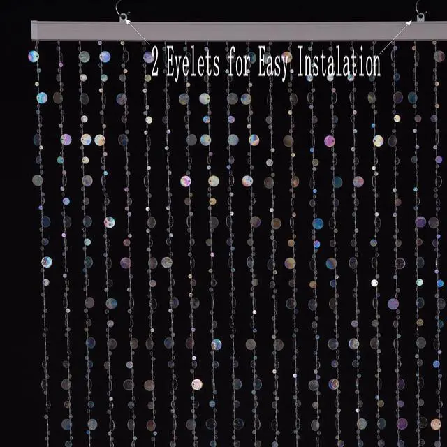 Alt view image 4 of 7 - Silver Bubble Beaded Curtain 3' Wide x 6' Long,Room Divider - Beaded Curtain for Party Wedding Home Kids Bedroom Backdrop Doorway Decorationss (1pc 3FTx6FT, Silver)