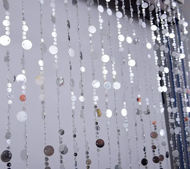 Alt view image 2 of 7 - Silver Bubble Beaded Curtain 3' Wide x 6' Long,Room Divider - Beaded Curtain for Party Wedding Home Kids Bedroom Backdrop Doorway Decorationss (1pc 3FTx6FT, Silver)
