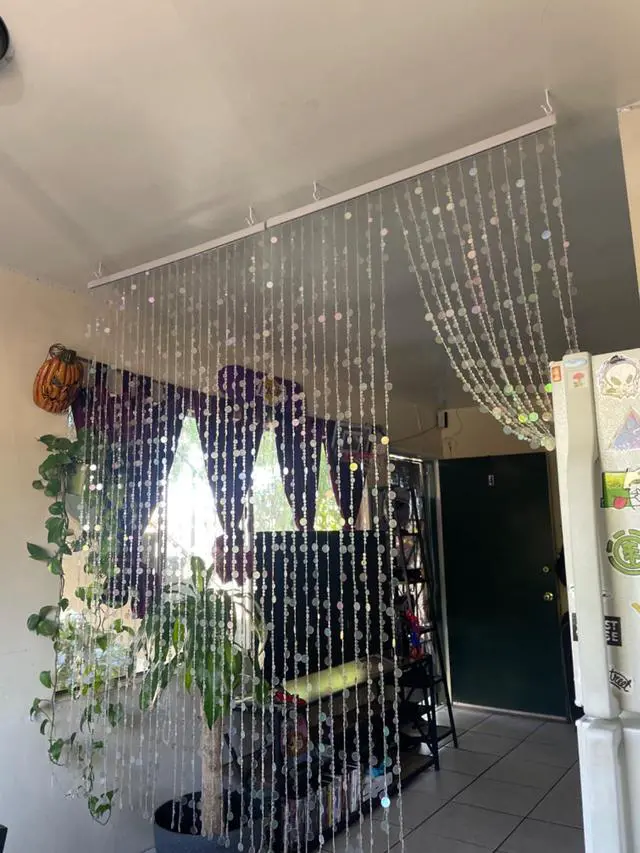 Alt view image 3 of 7 - Silver Bubble Beaded Curtain 3' Wide x 6' Long,Room Divider - Beaded Curtain for Party Wedding Home Kids Bedroom Backdrop Doorway Decorationss (1pc 3FTx6FT, Silver)