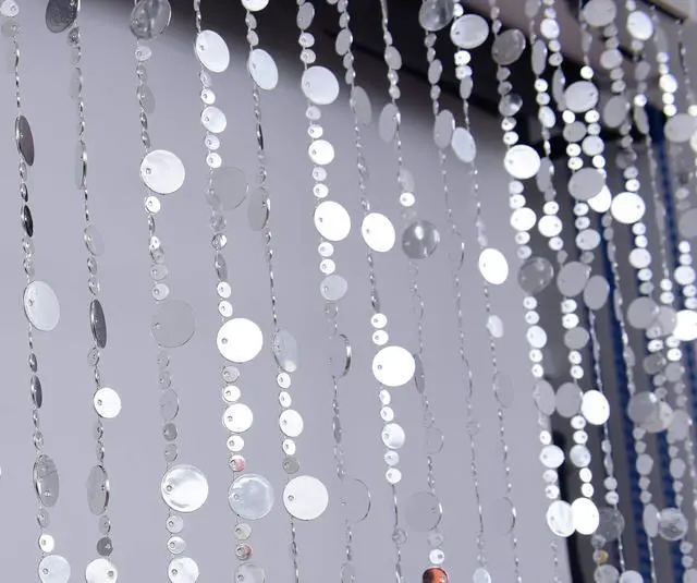 Main image of Silver Bubble Beaded Curtain 3' Wide x 6' Long,Room Divider - Beaded Curtain for Party Wedding Home Kids Bedroom Backdrop Doorway Decorationss (1pc 3FTx6FT, Silver)