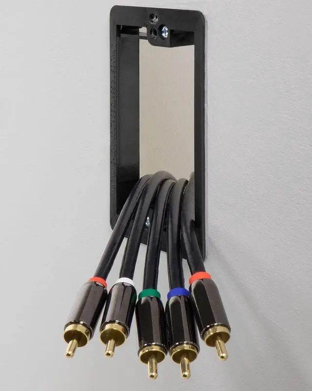Alt view image 7 of 7 - Single Gang Brush Wall Plate with Low Voltage Bracket - 5 Pack | In-Wall Cable Management Passthrough Faceplate and Drywall Mounting Bracket Kit for HDMI, Coaxial, and Speaker Wire Setup