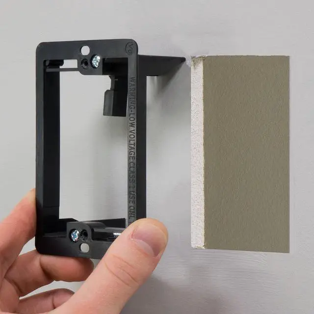 Alt view image 6 of 7 - Single Gang Brush Wall Plate with Low Voltage Bracket - 5 Pack | In-Wall Cable Management Passthrough Faceplate and Drywall Mounting Bracket Kit for HDMI, Coaxial, and Speaker Wire Setup