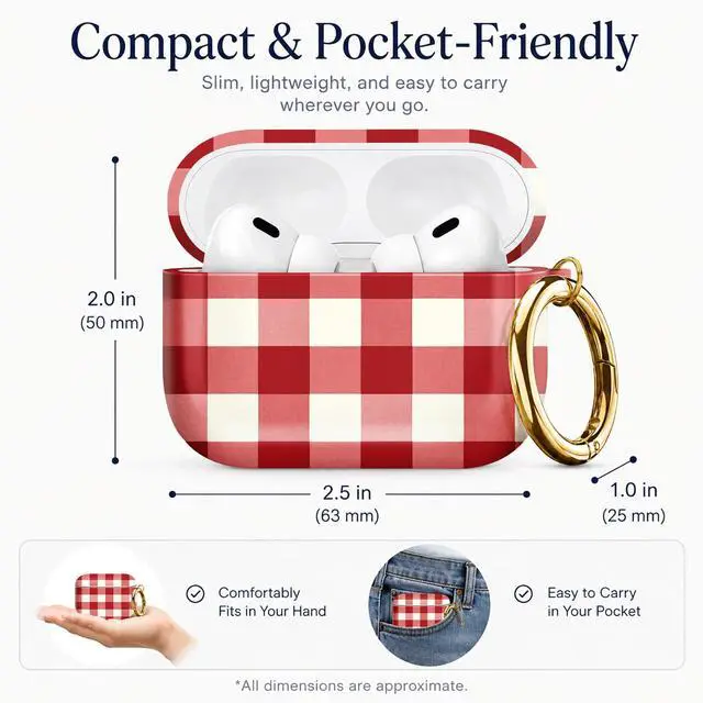 Alt view image 3 of 7 - Compatible with AirPod Pro 3 Case 2025,Shockproof Protective Cover with Keychain,Multi-Theme Graphic Design Shell for Men Women,Ideal for Gym&Travel(Red White Fabric)