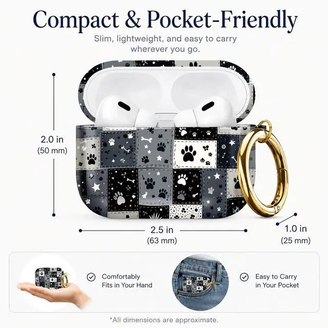 Alt view image 3 of 7 - Compatible with AirPod Pro 3 Case 2025,Shockproof Protective Cover with Keychain,Multi-Theme Graphic Design Shell for Men Women,Ideal for Gym&Travel(Paw Prints Stars Bones Dots Patterns)