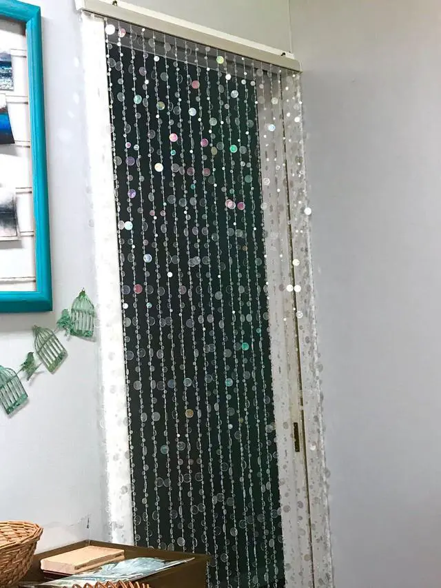 Alt view image 6 of 7 - Silver Bubble Beaded Curtain 3' Wide x 6' Long,Room Divider - Beaded Curtain for Party Wedding Home Kids Bedroom Backdrop Doorway Decorationss (1pc 3FTx6FT, Silver)