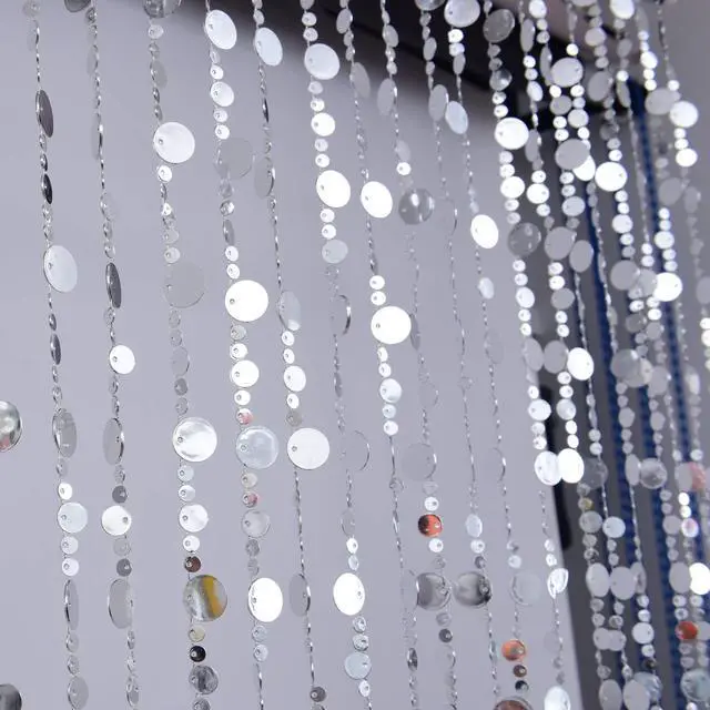 Alt view image 5 of 7 - Silver Bubble Beaded Curtain 3' Wide x 6' Long,Room Divider - Beaded Curtain for Party Wedding Home Kids Bedroom Backdrop Doorway Decorationss (1pc 3FTx6FT, Silver)