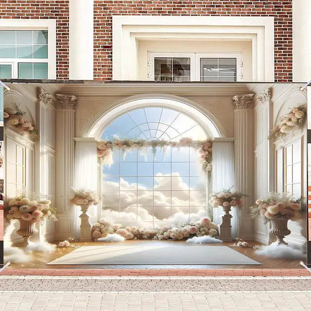 Main image of Wedding Backdrop Floral Window Ceremony 90x70 Polyester | Wedding poster photo backdrop ceremony decoration background hall room studio (Floral Window)