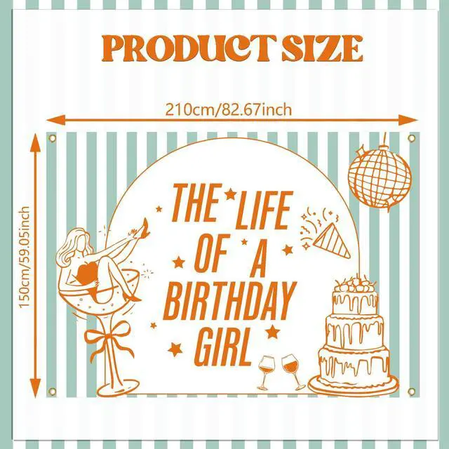 Alt view image 3 of 6 - The Life of a Birthday Girl Backdrop, Showgirl Birthday Party Decorations, in My Showgirl Era Birthday Party Background, 7 * 5Ft