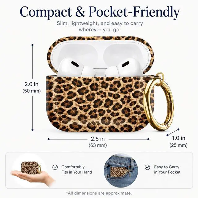 Alt view image 3 of 7 - Compatible with AirPod Pro 3 Case 2025,Shockproof Protective Cover with Keychain,Multi-Theme Graphic Design Shell for Men Women,Ideal for Gym&Travel(Leopard Background Texture)
