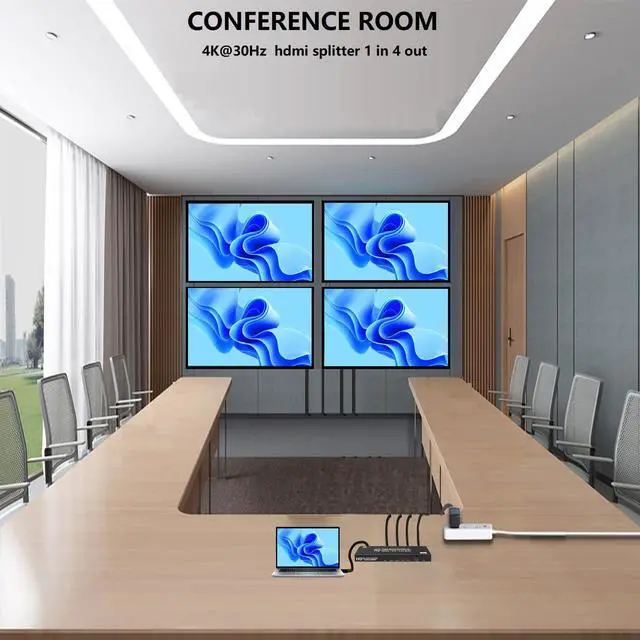 Alt view image 3 of 6 - 4K HDMI Splitter 1 in 4 Out - 1x4 Powered HDMI Splitter 4 Port Multi Monitor Outputs,Mirror/Copy Screen Only (Not Extend) Support 4Kx2K@30Hz 3D for PS4/Projector/HDTV