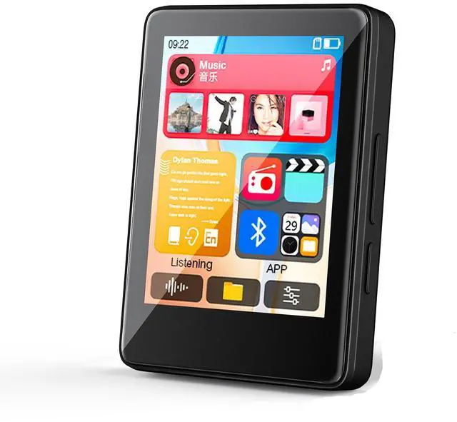 Main image of MP3 Player with Bluetooth, Mini Music Player with Built-in HD Speaker, MP3 Player for Kids, FM Radio, Voice Recorder, HiFi Sound, E-Book Function, Earphones Included Jet Black