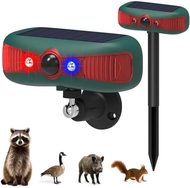 Main image of Solar-Powered Motion Security Alarm: 129dB Loud Siren & Red-Blue Strobes, 4 Modes Deters Deer/Cats/Raccoons Waterproof Dual Mount for Yard/Garden/Farm
