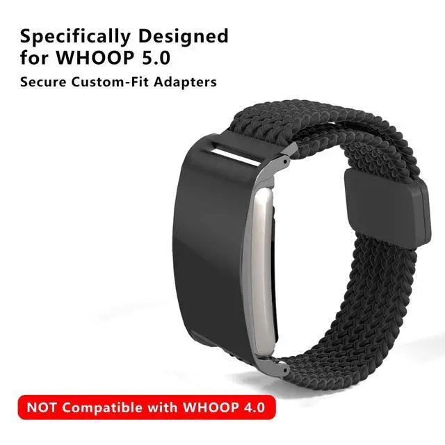 Alt view image 3 of 7 - 3-Pack Bands Compatible with WHOOP 5.0 | Includes Magnetic Silicone Strap, Stainless Steel Mesh Loop & Woven Nylon Sports Wristband with Custom Adapters