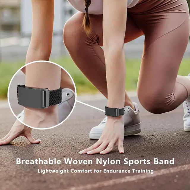 Alt view image 5 of 7 - 3-Pack Bands Compatible with WHOOP 5.0 | Includes Magnetic Silicone Strap, Stainless Steel Mesh Loop & Woven Nylon Sports Wristband with Custom Adapters