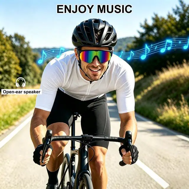 Alt view image 2 of 7 - Bluetooth Audio Smarts Sports Glasses for Men Women, Gradient Blue | Open-Ear Speakers, Hands-Free Calls, UV400 Protection, IPX5 Waterproof, Polarized Sunglasses for Cycling Running Hiking