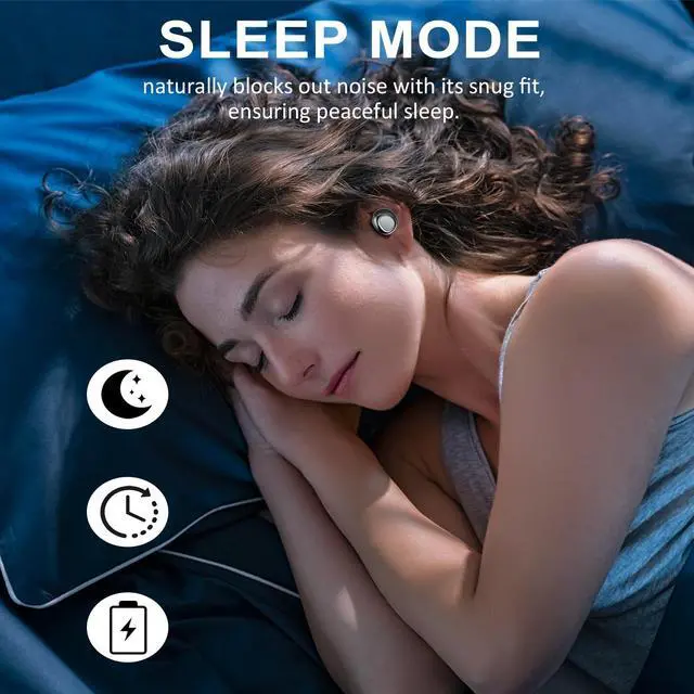 Alt view image 2 of 7 - Sleep Ear Buds, True Wireless Earbuds, 2025 Ultra-Mini Bluetooth 5.4 Earbuds for Side Sleepers, 42H Play Hi-Fi Stereo 3D Bass Noise Cancelling Bluetooth headphones, USB C, IP7 Waterproof LED Earphones