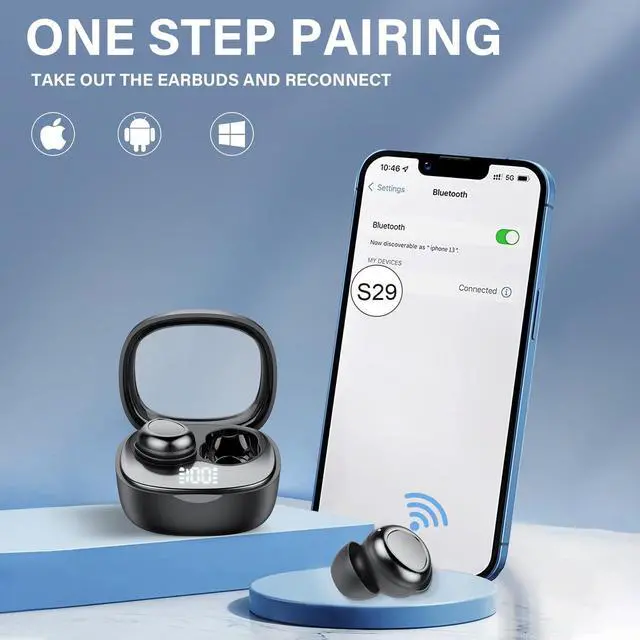 Alt view image 5 of 7 - Sleep Ear Buds, True Wireless Earbuds, 2025 Ultra-Mini Bluetooth 5.4 Earbuds for Side Sleepers, 42H Play Hi-Fi Stereo 3D Bass Noise Cancelling Bluetooth headphones, USB C, IP7 Waterproof LED Earphones