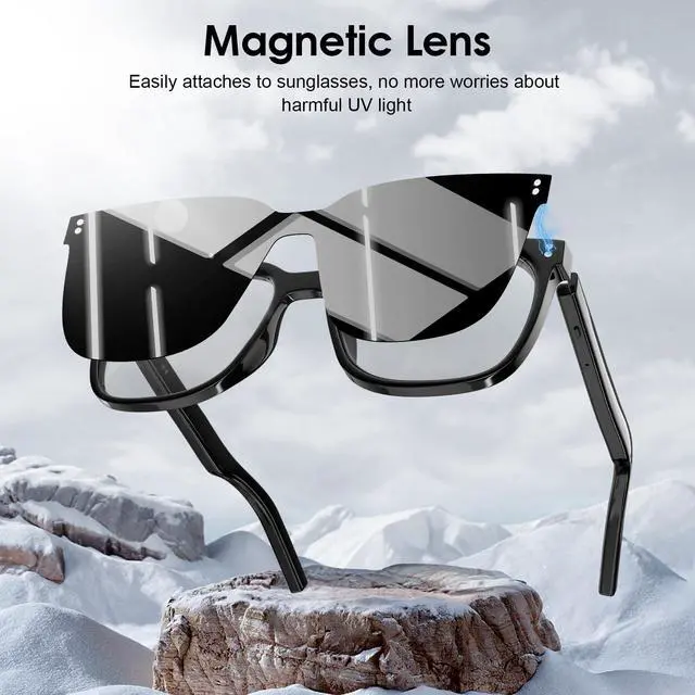 Alt view image 3 of 7 - Smart Glasses-Clear Anti Blue Light Bluetooth Glasses + Magnetic Clip-On Sunglasses,UV400 Protection, Hands-Free Calls& Audio, for Indoor/Outdoor (Black)