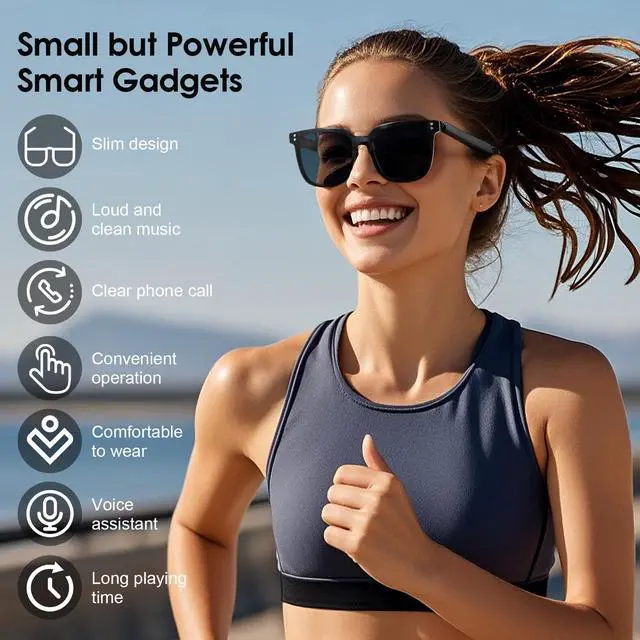 Alt view image 5 of 7 - Smart Glasses-Clear Anti Blue Light Bluetooth Glasses + Magnetic Clip-On Sunglasses,UV400 Protection, Hands-Free Calls& Audio, for Indoor/Outdoor (Black)