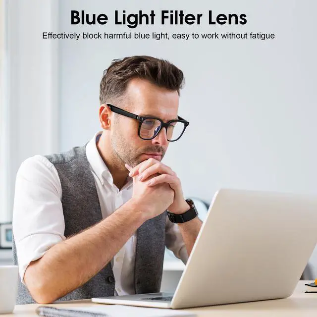 Alt view image 6 of 7 - Smart Glasses-Clear Anti Blue Light Bluetooth Glasses + Magnetic Clip-On Sunglasses,UV400 Protection, Hands-Free Calls& Audio, for Indoor/Outdoor (Black)