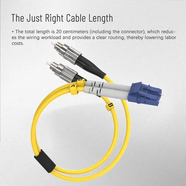 Alt view image 3 of 6 - 0.7 ft LC to FC Fiber Optic Adapter Cable Singlemode Duplex Hybrid Mutual | Singlemode 9/125 LCFC duplex jumperbidirectional interconnectionsupports 1G100G transmission10km@1310nm/40km@1550nm