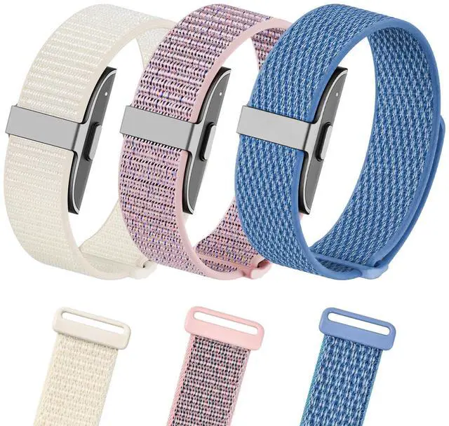 Main image of 3 Pack Nylon Loop Bands for Hume Band Replacement Strap for Hume Band 1.0 | Hand Washable and Quick-drying, Soft Breathable Adjustable Wristband for Hume Health Band Fitness Tracker, Hook Loop Band