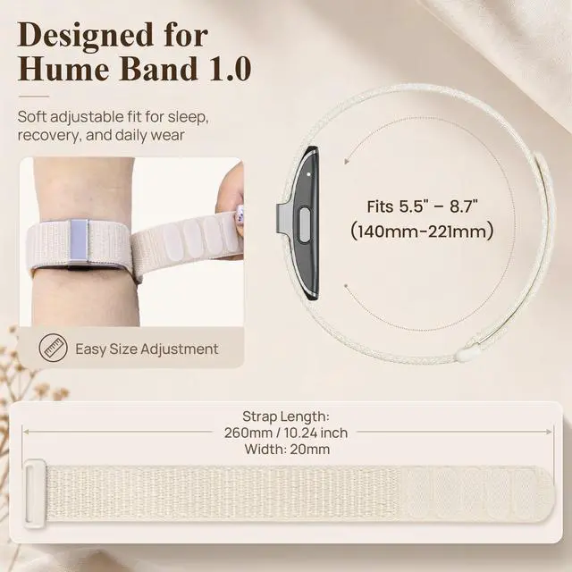 Alt view image 5 of 7 - 3 Pack Nylon Loop Bands for Hume Band Replacement Strap for Hume Band 1.0 | Hand Washable and Quick-drying, Soft Breathable Adjustable Wristband for Hume Health Band Fitness Tracker, Hook Loop Band