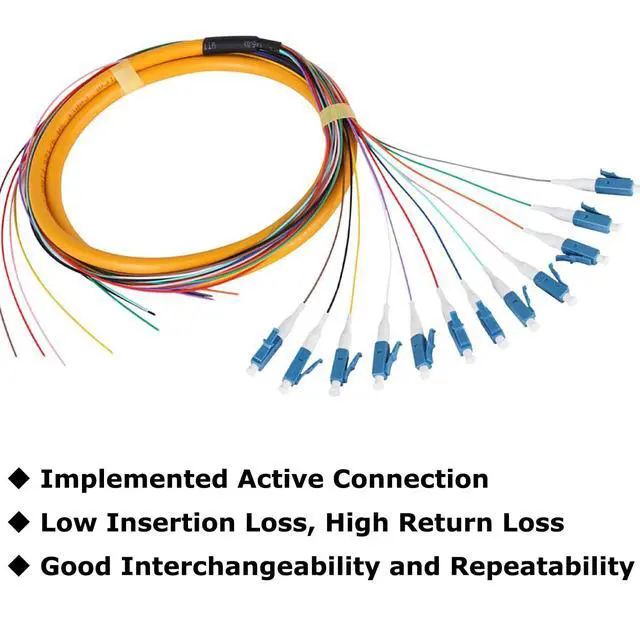 Alt view image 4 of 7 - 12 Strand LC/UPC OS2 Singlemode Fiber Optic Pigtail,4 Packs | 1.2m length, low loss, Singlemode Fiber Pigtail for Networks Communication System