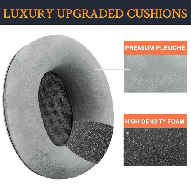 Alt view image 4 of 6 - Velour Professional Replacement Earpads Cushions for AKG K701, K702, Q701, Q702, K601, K612, K712 Headphones, Ear Pads with Softer Velour, High-Density Foam - Grey
