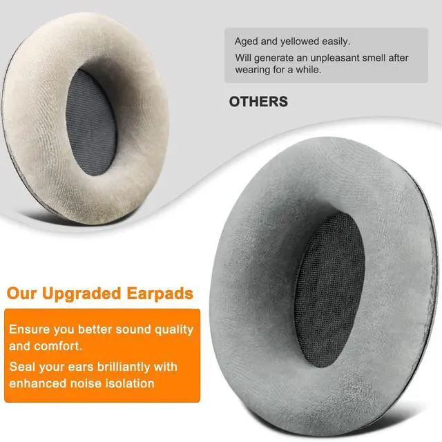 Alt view image 6 of 6 - Velour Professional Replacement Earpads Cushions for AKG K701, K702, Q701, Q702, K601, K612, K712 Headphones, Ear Pads with Softer Velour, High-Density Foam - Grey