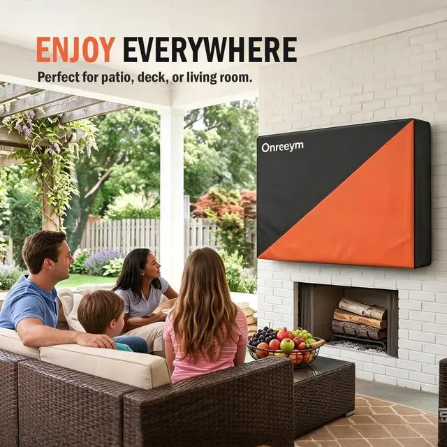 Alt view image 2 of 7 - Oreenym Waterproof Outdoor TV Cover for 34-37in Flat Screen Television | Heavy Duty 600D Oxford, All-Weather Protection, UV Resistant & Dustproof, Full Coverage & Universal Fit