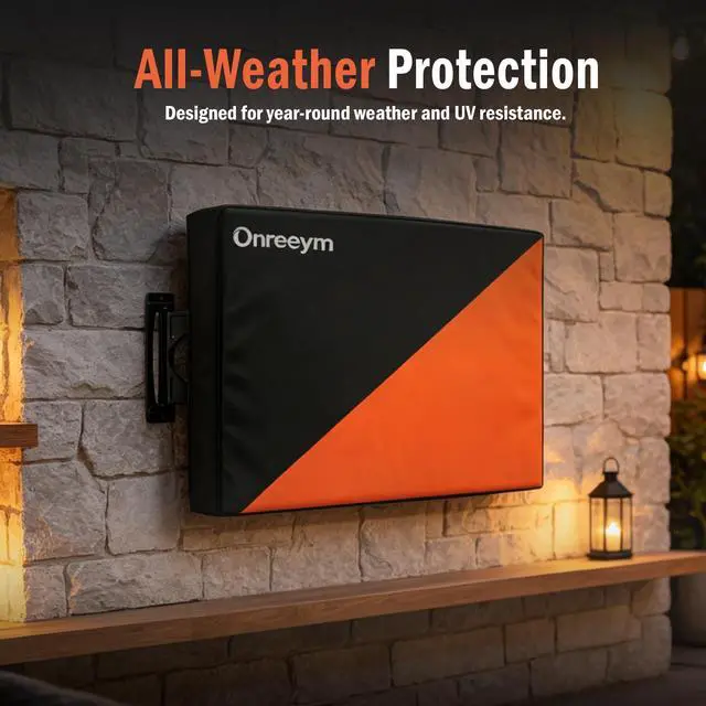 Alt view image 3 of 7 - Oreenym Waterproof Outdoor TV Cover for 34-37in Flat Screen Television | Heavy Duty 600D Oxford, All-Weather Protection, UV Resistant & Dustproof, Full Coverage & Universal Fit