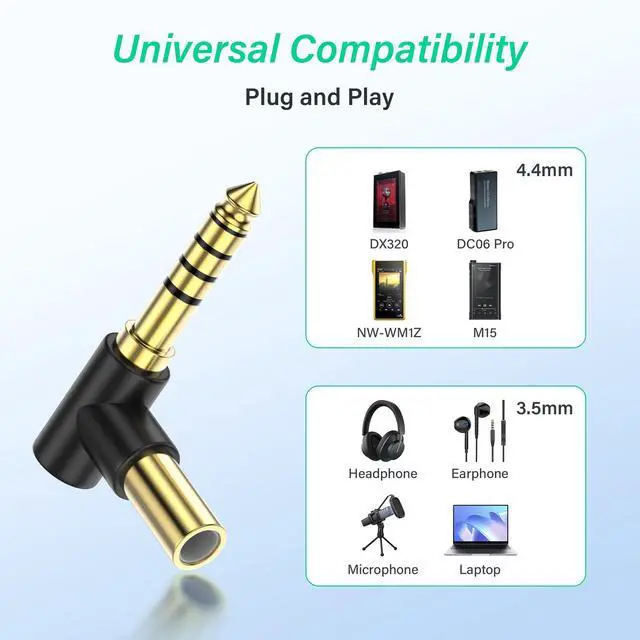 Alt view image 6 of 7 - 4.4mm to 3.5mm TRS Headphone Audio Adapter, Balanced Male to Stereo Female, HiFi Gold Plated Plug, Converter for Walkman DAP Headphone Amp