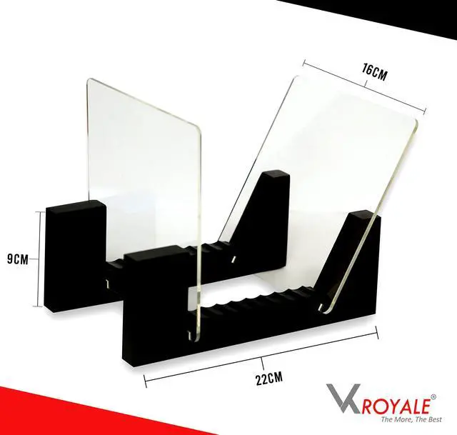 Alt view image 2 of 5 - VK Royal Vinyl Records Storage Holder Display Stand 7' Holds Up to 25 LP's Wood Stand, Rubber Grip Pad and Clear Acrylic Ends Vinyl Record Storage (Black)