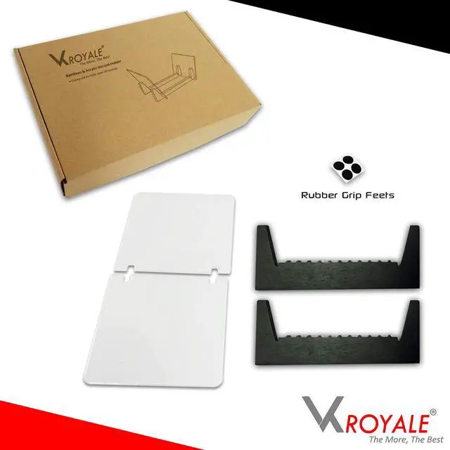 Alt view image 5 of 5 - VK Royal Vinyl Records Storage Holder Display Stand 7' Holds Up to 25 LP's Wood Stand, Rubber Grip Pad and Clear Acrylic Ends Vinyl Record Storage (Black)