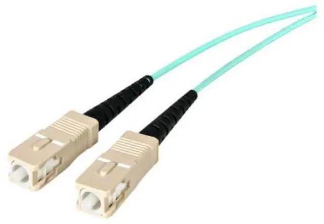 Main image of StarTech 6ft/2m OM3 Multimode Fiber, LC to SC, Duplex 100G (A50FBLCSC2) | 50/125 fiber, 100Gbps, Optic Cable, Full, LSZH, Jumper Cord, UPC ceramic ferrules, Aqua Aramid jacket, EMI immune, TIA/EIA