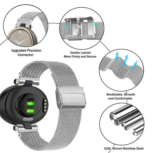 Alt view image 2 of 6 - Metal band for Garmin Lily, Stainless Steel band for Garmin Lily ladies