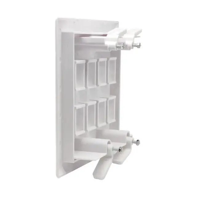 Alt view image 4 of 7 - Keystone Wall Plate, Built-In Mounting Bracket, 2 Gang, Supports Jack or Modular Inserts, In Wall Patch Panel - White (8 Port)