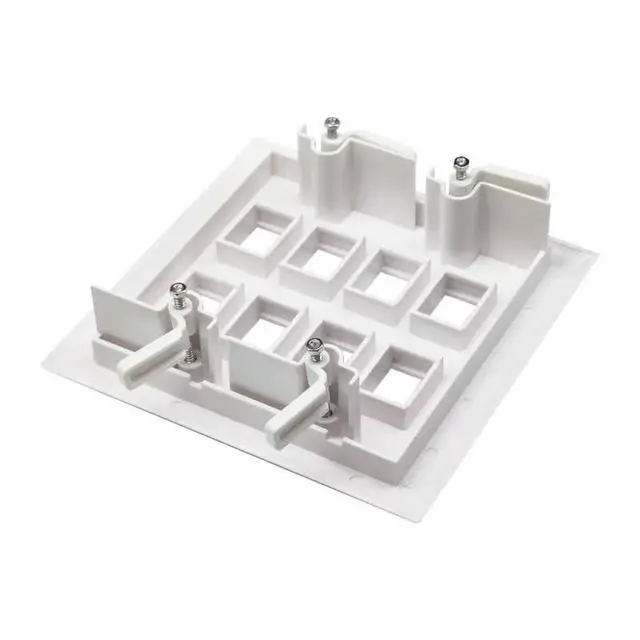 Alt view image 7 of 7 - Keystone Wall Plate, Built-In Mounting Bracket, 2 Gang, Supports Jack or Modular Inserts, In Wall Patch Panel - White (8 Port)