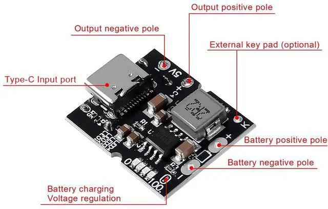 Alt view image 5 of 6 - 12PCS Type-C USB 5V 2A Boost Converter Step-Up Power Module Mobile Power Bank Accessories with Protection LED Indicator (Type-C No Welding)