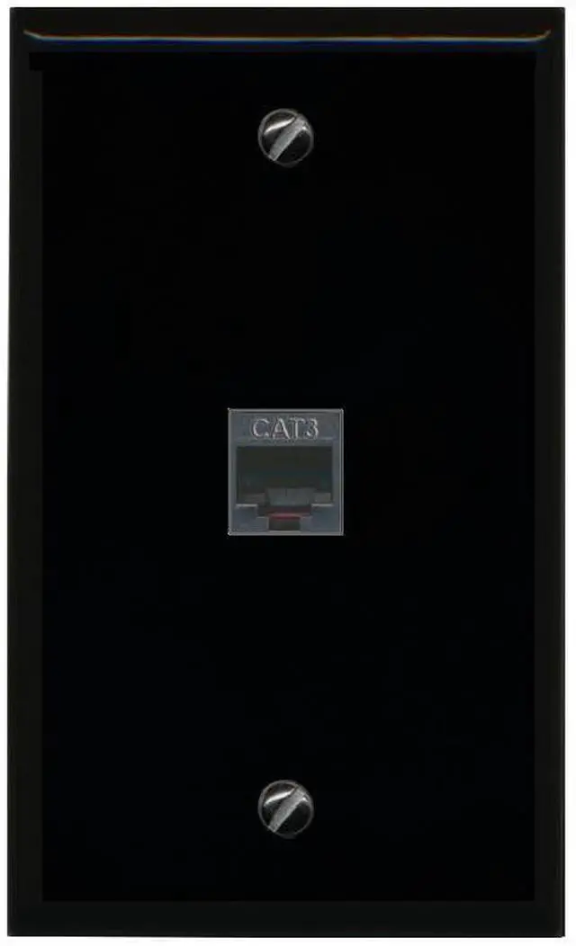 Main image of Rj11/12 Phone Black Wall Plate 1 Gang Flat Black